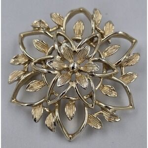 Vintage Sarah Coventry Brooch Pin Pendant Gold Tone Flower Jewelry Signed